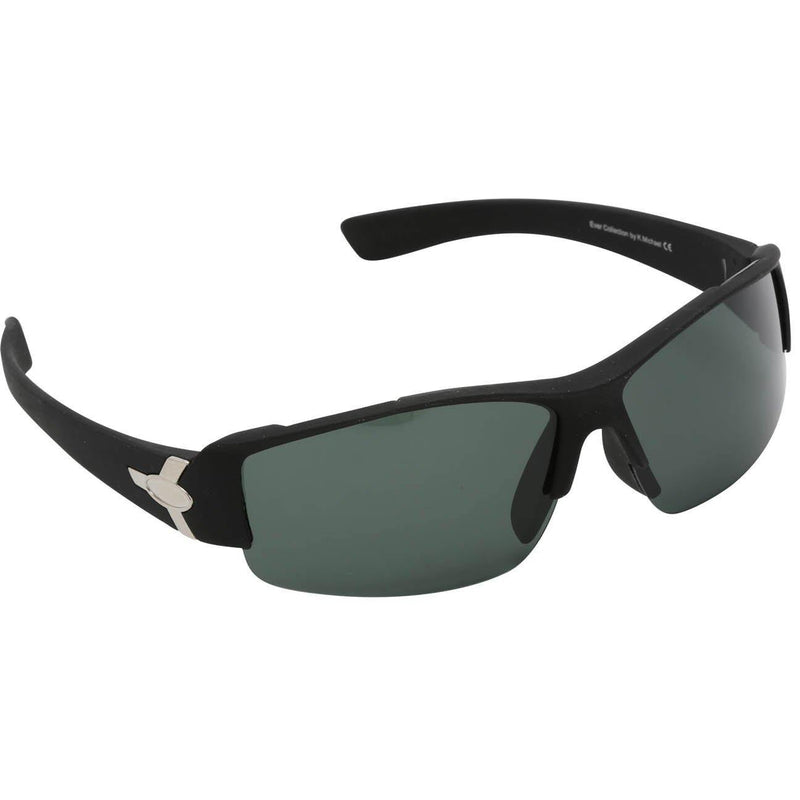 Men's Blade Plastic Rubberized Metallic Sport Sunglasses - Black