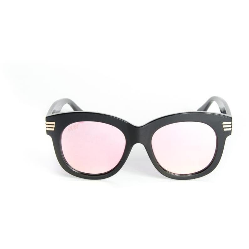 Women Big Round Frame Acetate Sunglasses Black Wildflower - Ever Collection NYC
